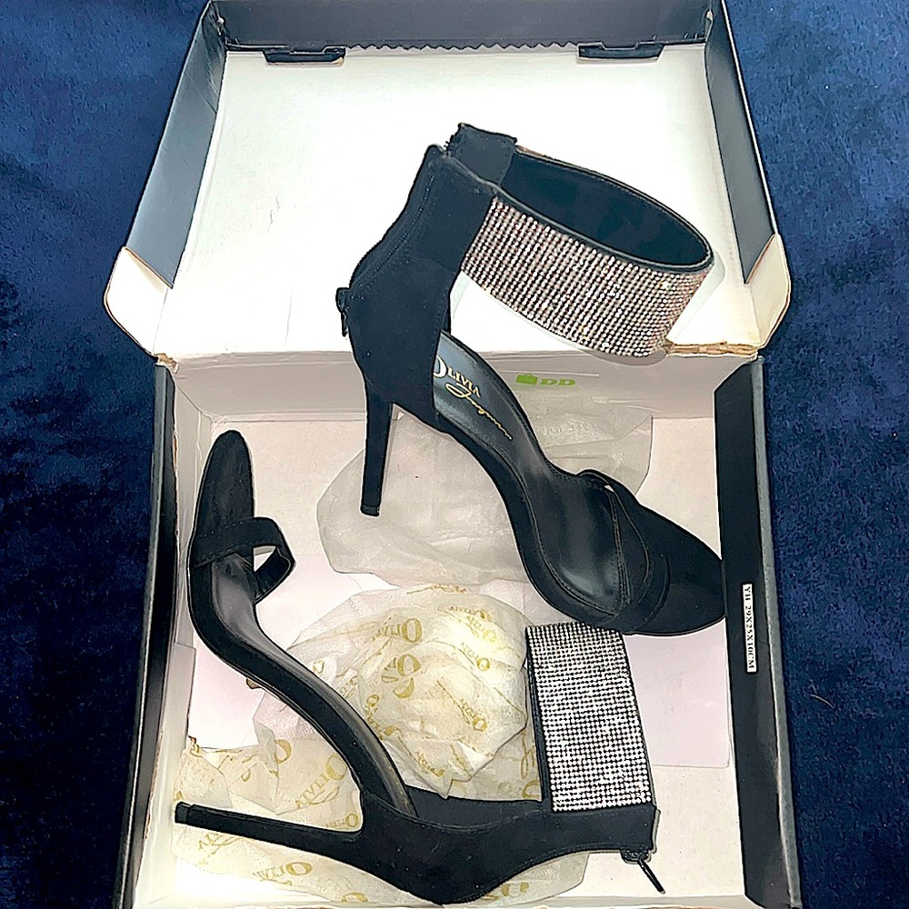 Cleo- black suede Olivia Ferguson heels